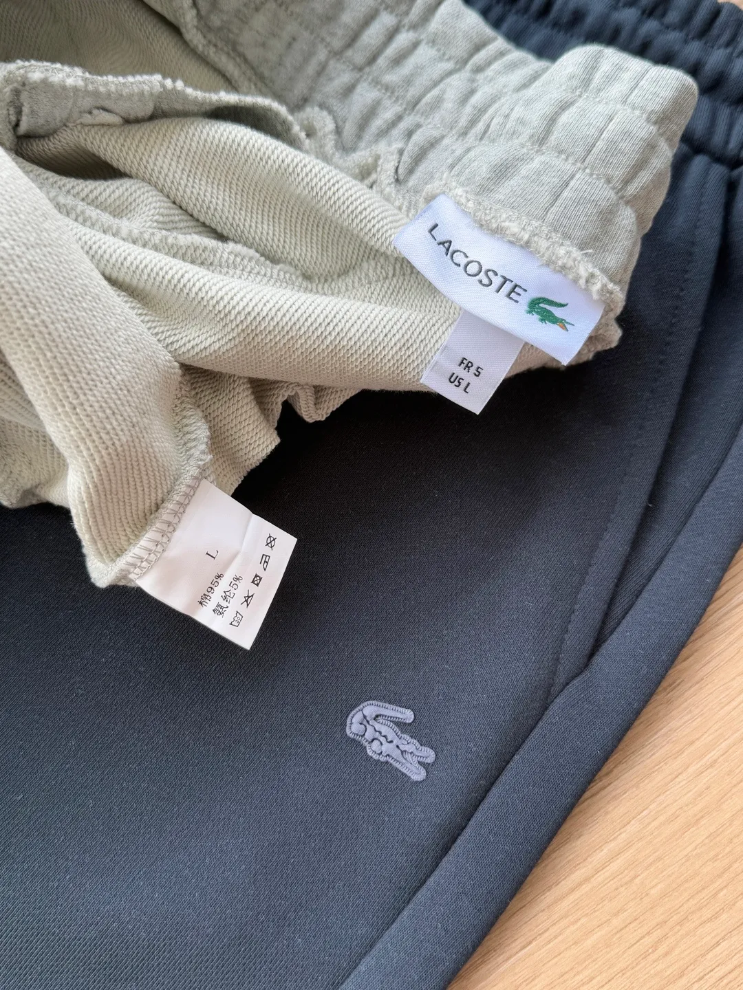 2026 Summer In Stock New Arrival is on the market in large quantities🎆👏👏 LACOSTE 360g terry tripe flat sweatpants Style number: LA-6306 Color: Black Royal Blue Gray Size: M L XL XXL